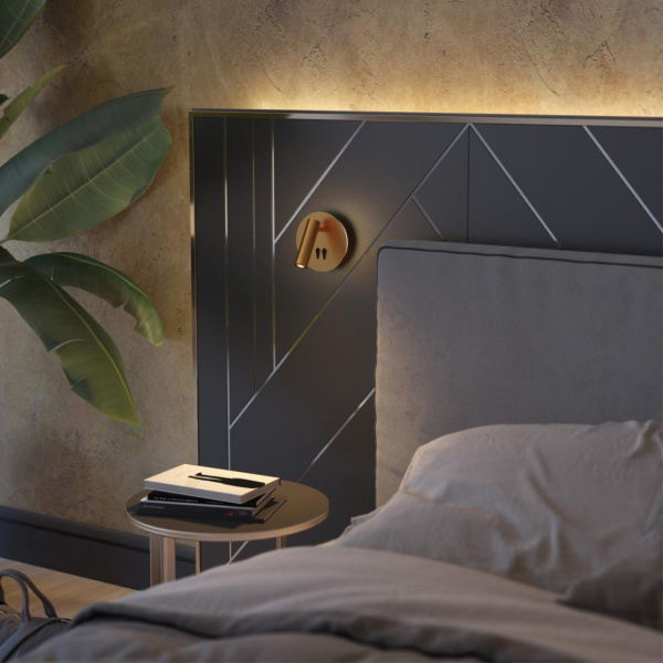 Настен.св-к с лампой д/чтения с выкл LED 9W 3000K 220V BEAM золот/металл ODEON LIGHT Настен.св-к с лампой д/чтения с выкл LED 9W 3000K 220V BEAM золот/металл ODEON LIGHT