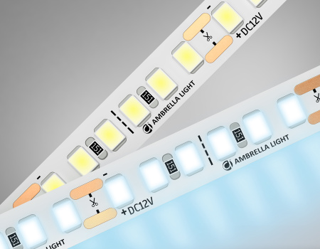 Светодиодная лента GS1303 2835 180Led/ 14.4W m/ 12V IP20 6500K/ 5000*8*1.2mm/ кратность резки 25mm (2 конт.) Ambrella Light