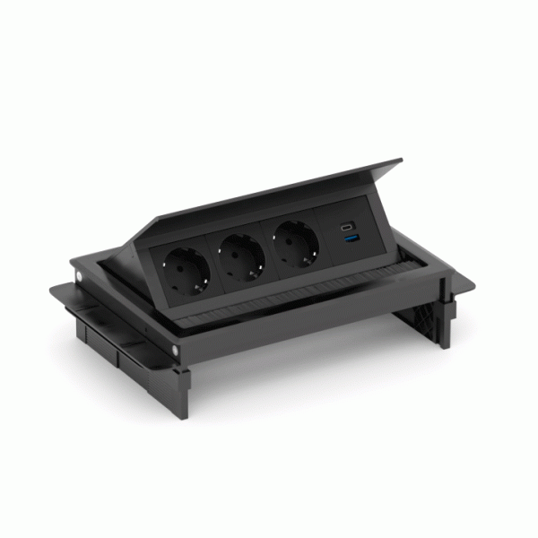 Donel Настольный встраиваемый розеточный блок 8 мод. (4 мод. 45х45), черный