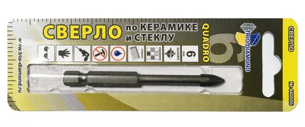 Сверло по керамике и стеклу квадро 6мм 440006 Trio-Diamond
