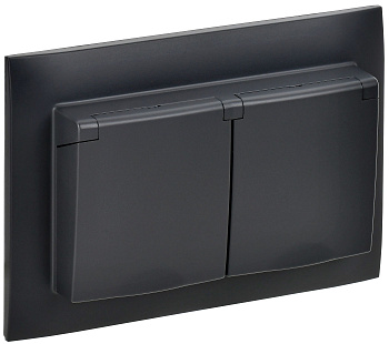 SKANDY Розетка 2-местная и крышкой 16А в сборе IP44 SK-R12Bl черный IEK