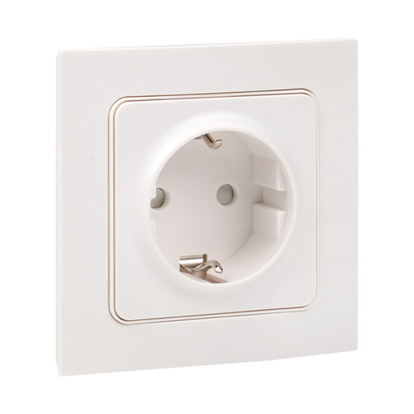 Стокгольм Розетка 1-местная с/з 16А белая с защ, штор, EKF Стокгольм Розетка 1-местная с/з 16А белая с защ, штор, EKF