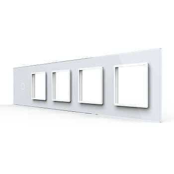 Панель для сенсорного выключателя и 4-х розеток, 1 клавиша, цвет белый, стекло Livolo