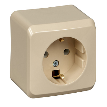 ЭТЮД Розетка ОУ 1 мест. с зазем. без шторок 16А кремовый IP20 (кр.17шт) Schneider Electric