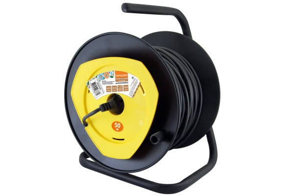 Удлинитель на катушке силовой народный с 1 выносной роз. ПВС 1300 Вт б/з, 50м TDM