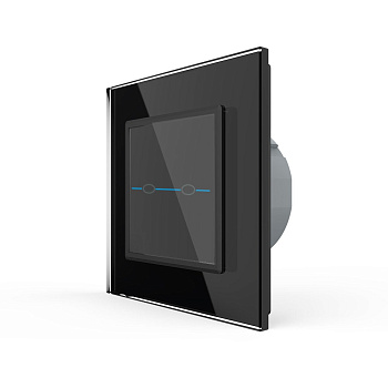 Сенсорный выключатель Quadro 2 клавиши 1 пост Черный Livolo