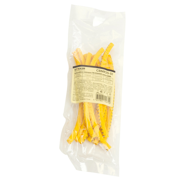 Набор кабель-маркеров "0-9" STEKKER для провода сеч. до 4мм², желтый CBMR25-S1 (DIY упак 10 отрез. по 30 шт)