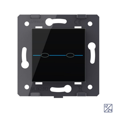 Выключатель Quadro 2 клавиши 12/24В Черный (механизм) Livolo