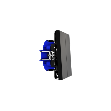 Проходной переключатель встраиваемый Voltum S70 двухклавишный 10А, (черный матовый)