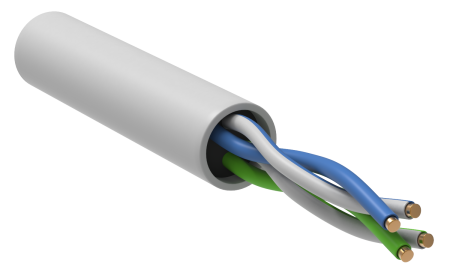 Кабель витая пара U/UTP кат.5E 24AWG 2 пары LSZH INDOOR 1м белый GENERICA