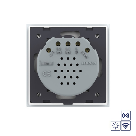 Сенсорный импульсный радиоуправляемый выключатель сухой контакт 2 клавиши 1 модуль Белый Livolo