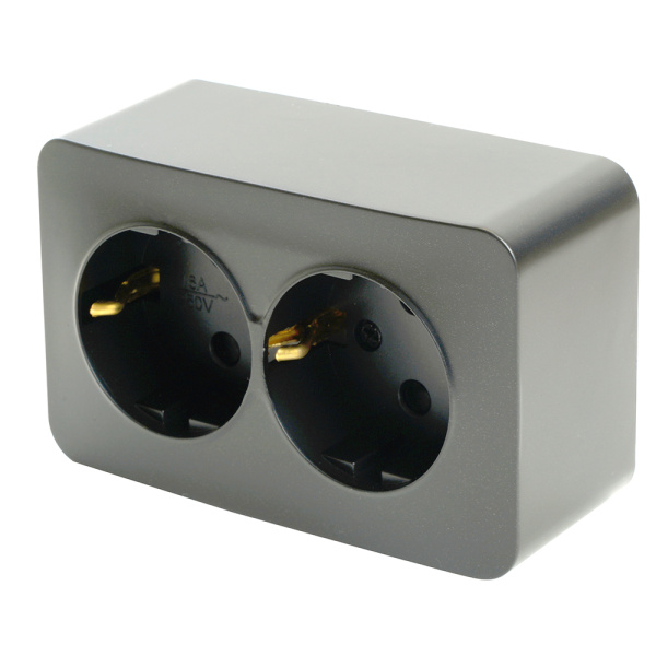 Розетка 2-местная с/з открытой установки, STEKKER, 250В, 16А, IP20, серия София,черный матовый, MST16-12-05 Розетка 2-местная с/з открытой установки, STEKKER, 250В, 16А, IP20, серия София,черный матовый, MST16-12-05