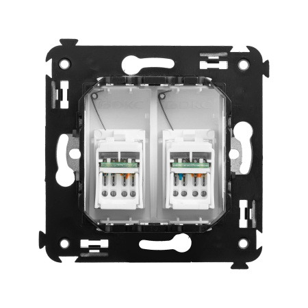Компьютерная розетка RJ-45 в стену, кат.6 двойная,"Avanti", "Белое облако" DKC