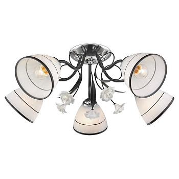 Люстра потолочная Хром, Черный/Белый, Черный E27 5*60Вт 116-107-05 VELANTE