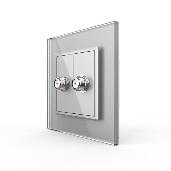 Розетка спутниковая SAT двойная Серая Livolo Розетка спутниковая SAT двойная Серая Livolo