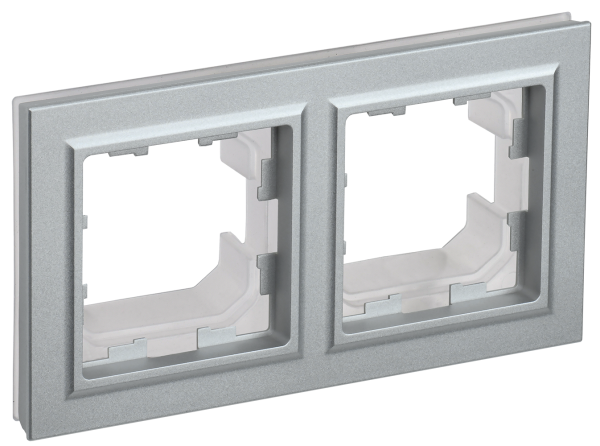BRITE Рамка 2-местная IP44 РУ-2-БрА-44 алюминий IEK