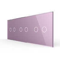 Панель для трех сенсорных выключателей, 6 клавиш (2+2+2), цвет розовый, стекло Livolo