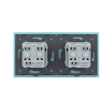 Розетка электрическая 16А 2 поста, цвет зеленый Livolo