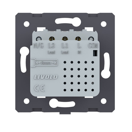 Двухклавишный сенсорный выключатель Module, цвет серый (механизм) Livolo