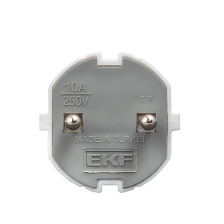 Вилка прямая без заземления белая 10А 250 В Proxima EKF