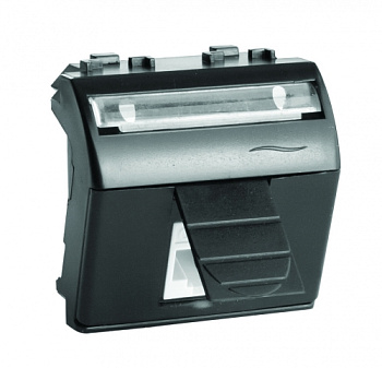 Телефонная розетка RJ12, 6P6C, Brava, черная, 2мод DKC Телефонная розетка RJ12, 6P6C, Brava, черная, 2мод DKC