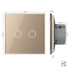 Сенсорный проходной выключатель 2 клавиши 1 пост Золотой Livolo