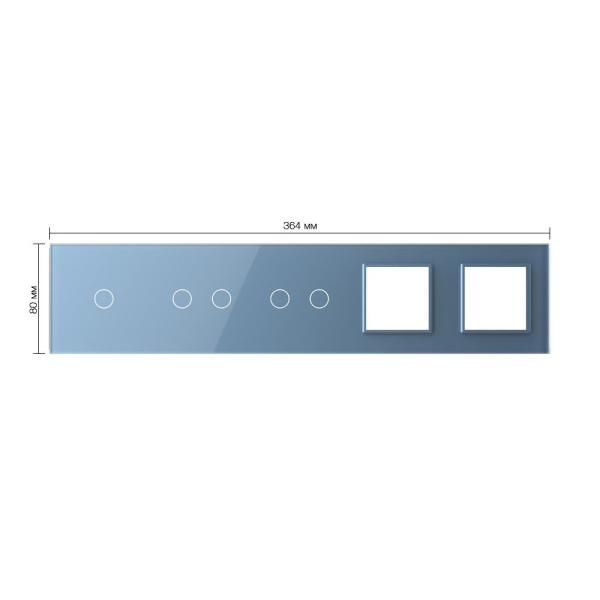 Панель для 3-х сенсорных выключателей и 2-х розеток, 5 клавиш (1+2+2), цвет синий, стекло Livolo