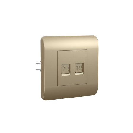 Розетка компьютерная 2xRJ45, шампань NEW3-E CHINT