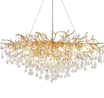 Люстра Капли 1200мм желтое золото/стекло