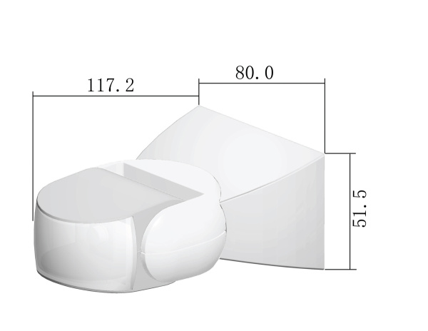 Donel Датчик движения настенный, уличный, 3-х пров., обзор 180º, макс.1200 Вт., белый, IP65