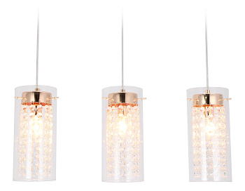 Подвесной светильник с хрусталем TR3663/3 GD/CL золото/прозрачный E14/3 max 40W 560*110*800 Ambrella Light
