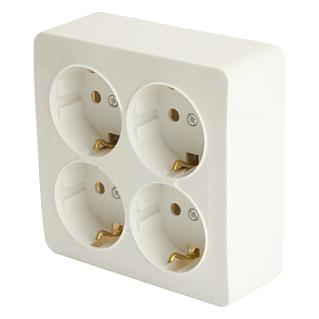 Розетка 4-местная с/з открытой установки, квадрат, STEKKER, 250В, 16А, IP20, серия София, белый, MST16-14S-01 Розетка 4-местная с/з открытой установки, квадрат, STEKKER, 250В, 16А, IP20, серия София, белый, MST16-14S-01