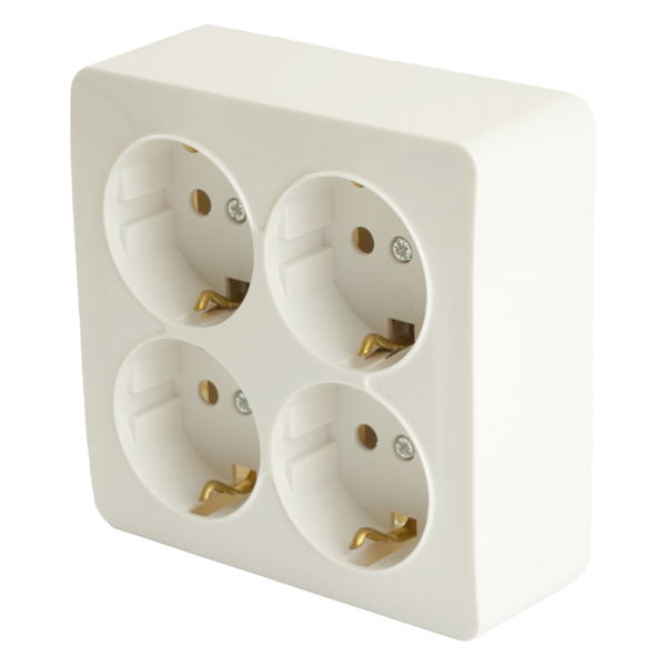 Розетка 4-местная с/з открытой установки, квадрат, STEKKER, 250В, 16А, IP20, серия София, белый, MST16-14S-01 Розетка 4-местная с/з открытой установки, квадрат, STEKKER, 250В, 16А, IP20, серия София, белый, MST16-14S-01