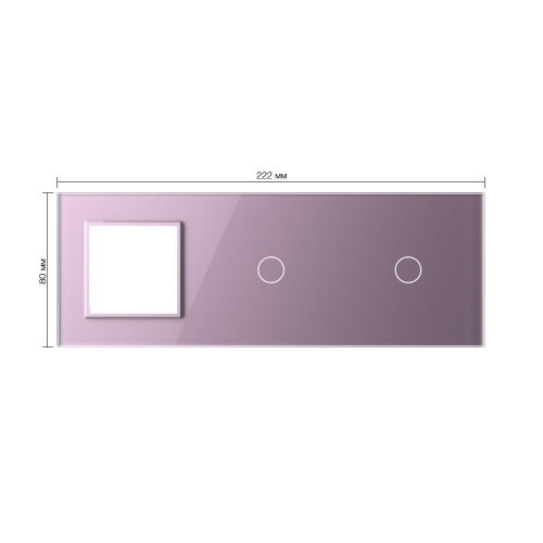 Панель для розетки и двух сенсорных выключателей, 2 клавиши (1+1), цвет розовый, стекло Livolo фото 2