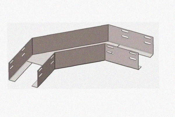 Лоток угловой замковый перфорированный КГЗ 200х50-90 УХЛ1 поворот на 90, оцинкованный лист, S1,5