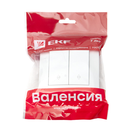 Валенсия Выключатель 2-кл, 10А белый проходной EKF
