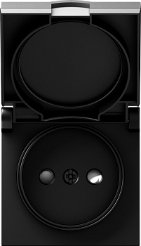 Donel A07 матовый карбон накладка для розетки без заземления, с крышкой, 16A 250 В~, серия DB