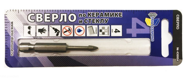 Сверло по керамике и стеклу 4мм 430004 Trio-Diamond