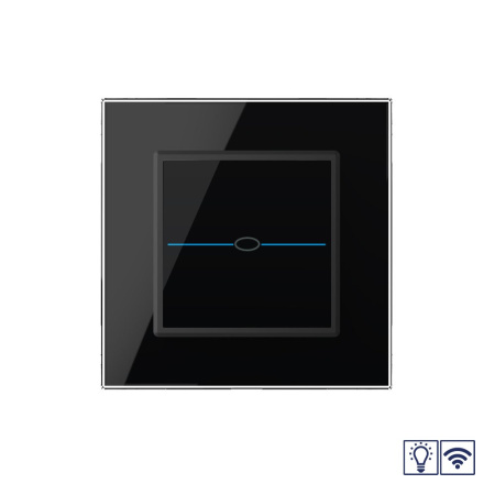 Сенсорный радиоуправляемый диммер Quadro 1 клавиша 1 пост Черный Livolo