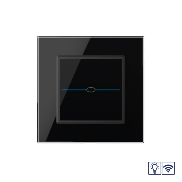 Сенсорный радиоуправляемый диммер Quadro 1 клавиша 1 пост Черный Livolo