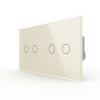 Сенсорный выключатель 4 клавиши (2-2), 2 поста, цвет жемчужный Livolo
