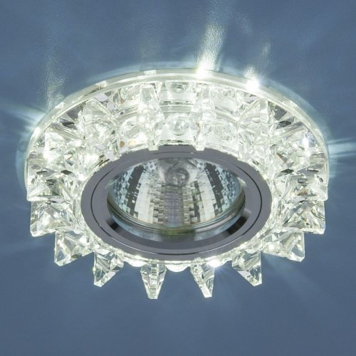 Точечный светодиодный светильник с хрусталем 1*G5.3 зеркальный, серебряный IP20 (a031519) Elektrostandard фото 3