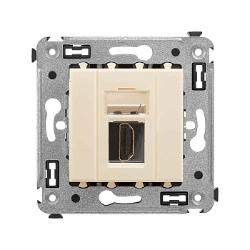 HDMI розетка одинарная в стену, тип А-А, "Avanti", "Ванильная дымка" DKC
