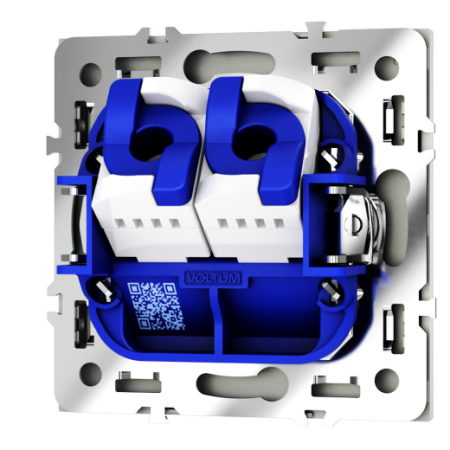 Розетка компьютерная встраиваемая Voltum S70 двойная RJ45+RJ45 КАТ.6, (сталь)