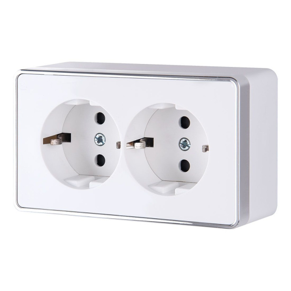 Розетка двойная с заземлением (белая) Gallant ОУ IP20 Werkel