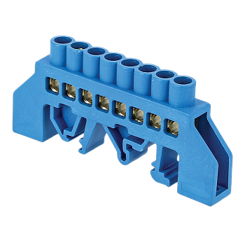 Шина "0" N (8х12мм) 10 отверстий латунь синий нейлоновый корпус комбинированный PROxima EKF