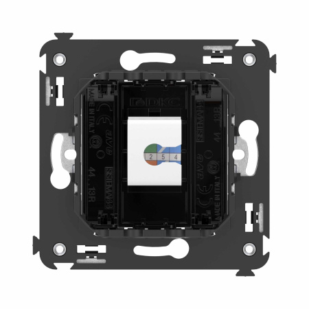 Компьютерная розетка RJ-45 без шторки в стену, кат.6 одинарная, "Avanti", "Черный квадрат" DKC