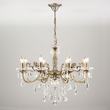 Люстра с хрусталем 8*E14 60Вт античная бронза IP20 Elisha (3281/8 античная бронза) Eurosvet