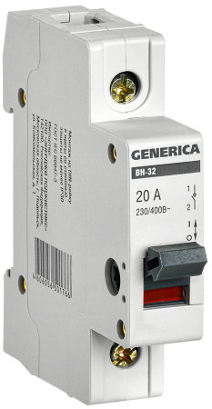 Выключатель нагрузки (мини-рубильник) ВН-32 1Р 20А GENERICA