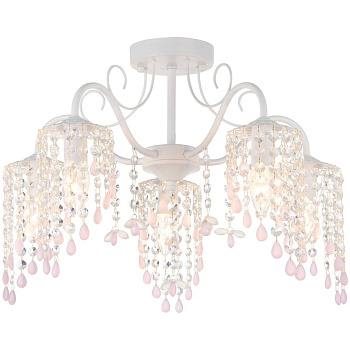 Люстра потолочная Белый/Прозрачный, Розовый E14 5*60Вт 328-007-05 VELANTE